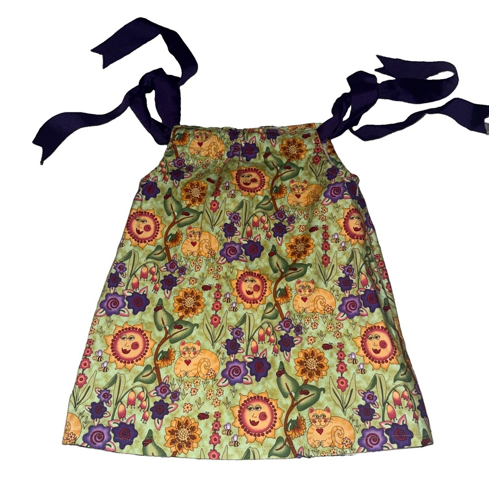 Handmade‎ Pillowcase Dress Toddler Girl 2T/3T Floral Cats Ladybugs Sun 🌞 🌻🐈